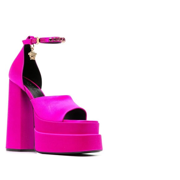 NWT Versace Medusa Aevitas Deep Pink Platform Sandals 🎀 Size 39/9 - Picture 9 of 12